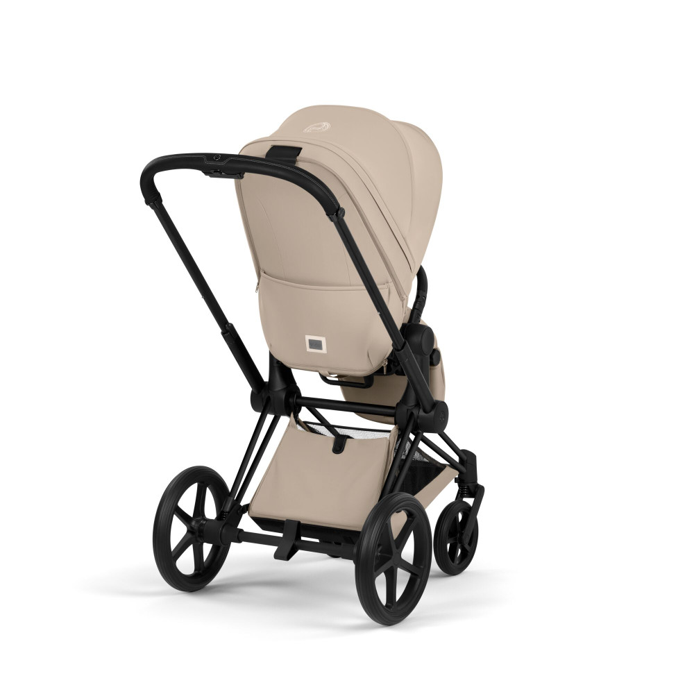 Комплект 2в1 Cybex Priam - детская коляска премиум, люлька складывается вместе с рамой • Cozy Beige / Matt Black Frame