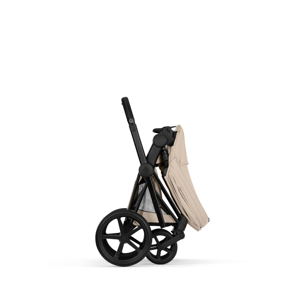 Комплект 2в1 Cybex Priam - детская коляска премиум, люлька складывается вместе с рамой • Cozy Beige / Matt Black Frame