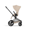 Комплект 2в1 Cybex Priam - детская коляска премиум, люлька складывается вместе с рамой • Cozy Beige / Matt Black Frame