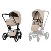 Комплект 2в1 Cybex Priam - дитяча коляска з функцією складання разом із люлькою, преміальний візок • Cozy Beige / Matt Black Frame
