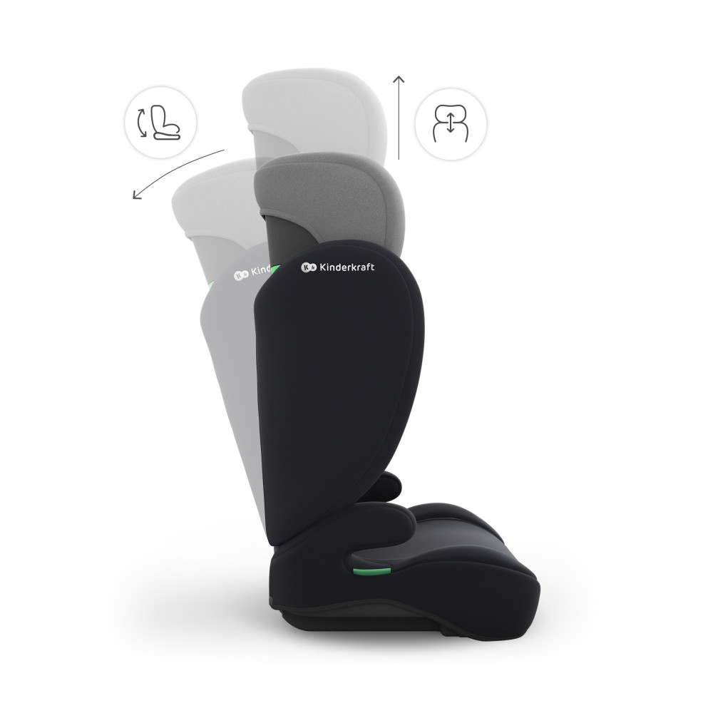 Kinderkraft i-Spark 2 Plus i-Size - дитяче автокрісло (від 3.5 до 12 років / 100 - 150 см) • Grey (KCISPA02GRYPL00)