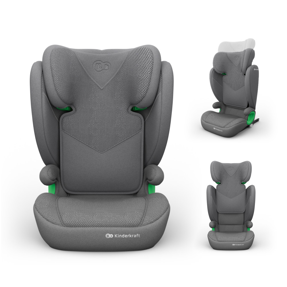 Kinderkraft Junior Fix 2 Plus i-Size - автокрісло для дітей (від 3.5 до 12 років / 100 - 150 см) • Grey (KCJUFI20GRYPL0N)