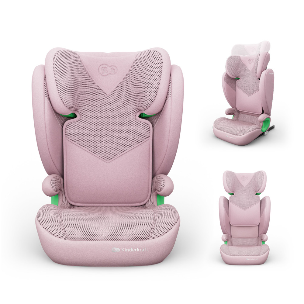 Kinderkraft Junior Fix 2 Plus i-Size - автокрісло для дітей (від 3.5 до 12 років / 100 - 150 см) • Pink (KCJUFI20PNKPL0N)