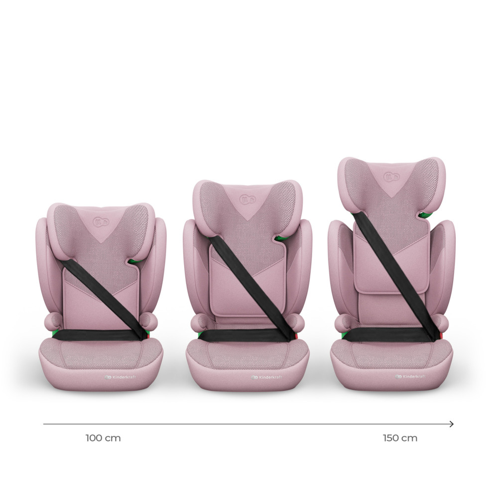 Kinderkraft Junior Fix 2 Plus i-Size - автокрісло для дітей (від 3.5 до 12 років / 100 - 150 см) • Pink (KCJUFI20PNKPL0N)