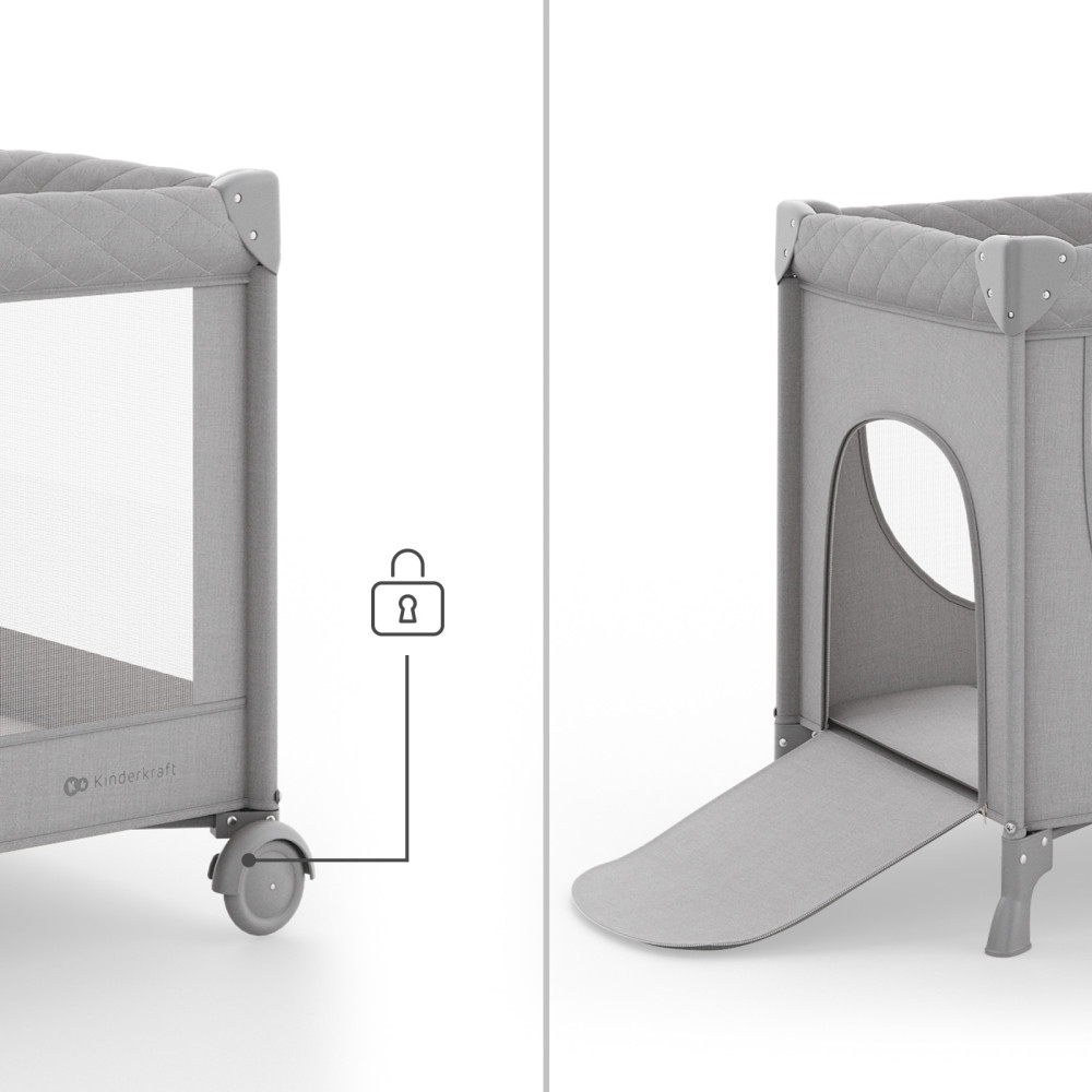  Kinderkraft Leody UP - дитяче дорожнє ліжечко 2в1 з легким складанням • Grey (KCLEODUPGRY0000)