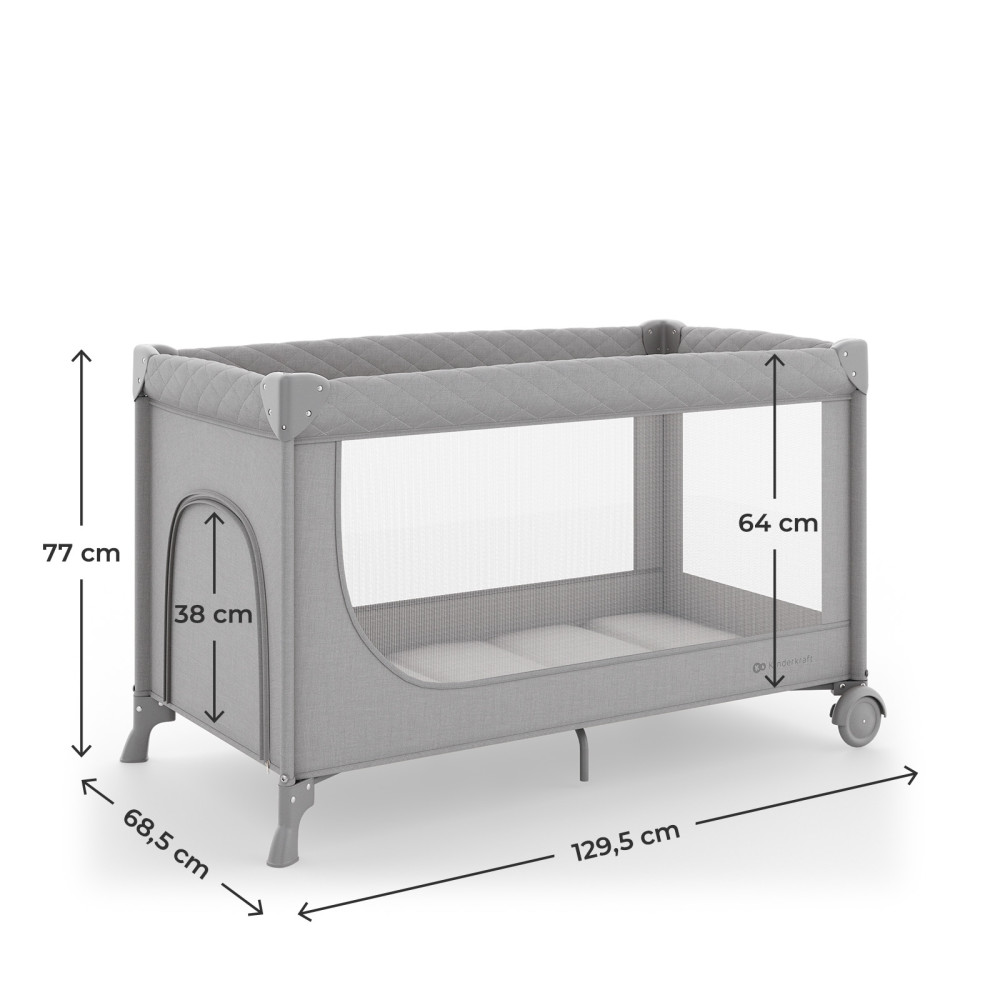  Kinderkraft Leody UP - дитяче дорожнє ліжечко 2в1 з легким складанням • Grey (KCLEODUPGRY0000)