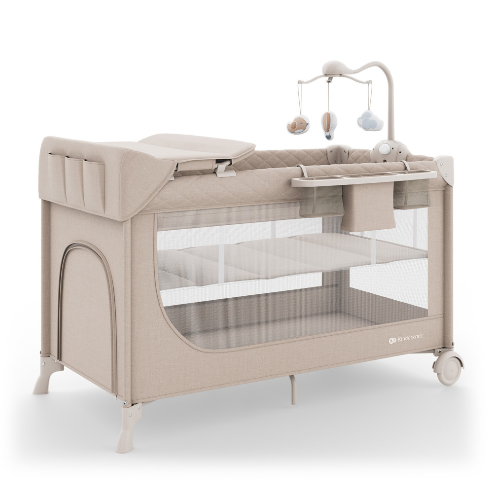 Kinderkraft Leody Up - ліжко-манеж з пеленатором • Beige (KCLEODUPBEG00AC)