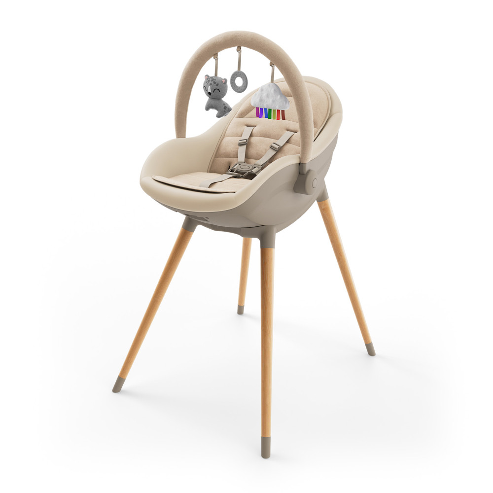 Kinderkraft Fini Up - стільчик для годування, шезлонг, дитячий стільчик до 20 кг • Beige (KHFINIUPBEG0000)