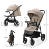 Kinderkraft Trig 3 Tray - прогулянковий візок із дитячим підносом, коляска з великими колесами • Beige (KSTRIG03BEG000T)
