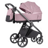Carrello Omega Plus CRL-6540/1 - дитяча коляска 2 в 1, всесезонний візочок з ліхтариком LED, термолюлька, регулювання люльки по висоті, великі колеса, телескопічна ручка • Galaxy Pink