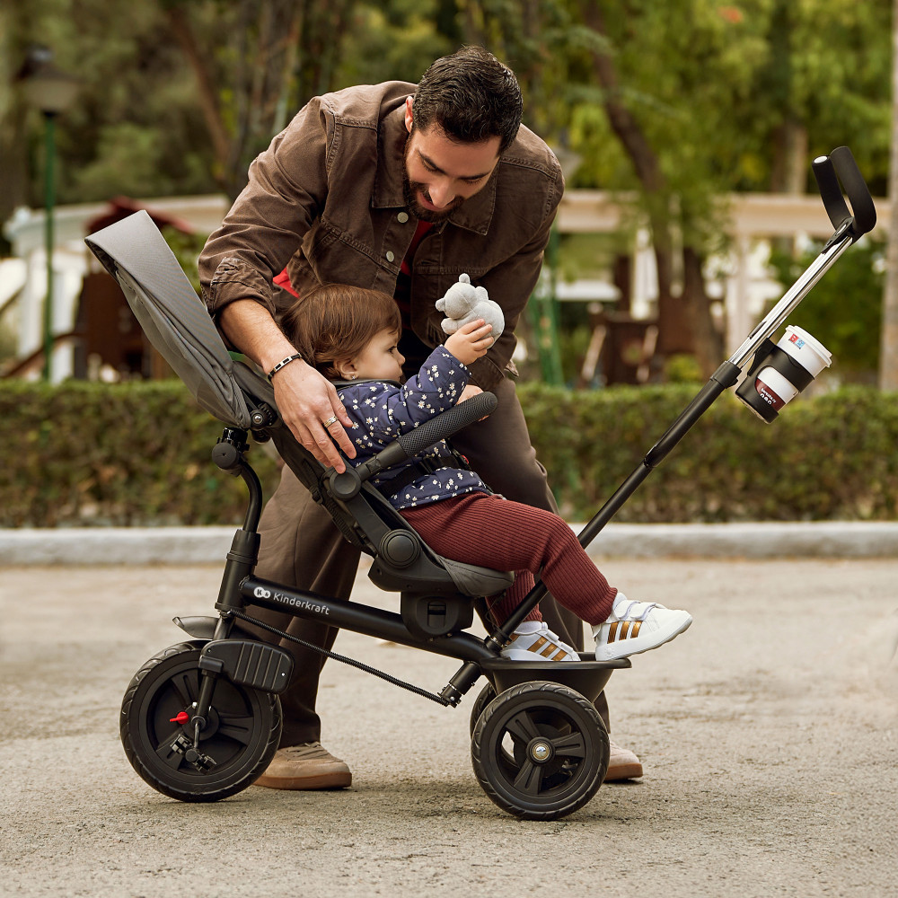 Kinderkraft Aston 2 Plus - дитячий триколісний велосипед із батьківською ручкою 6в1, поворотне сидіння • Grey (KRASTO02GRYPL00)
