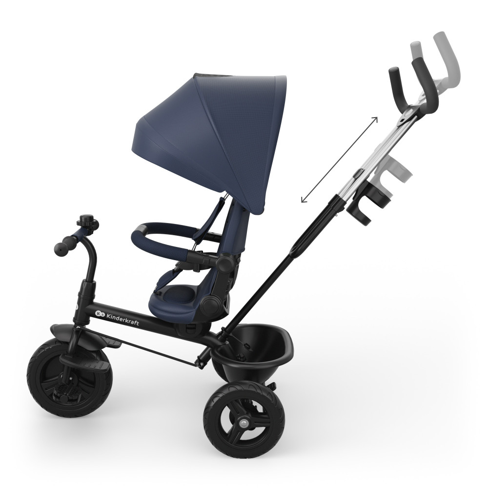 Kinderkraft Aston 2 Plus - дитячий триколісний велосипед із батьківською ручкою 6в1, поворотне сидіння • Navy (KRASTO02NAVPL00)