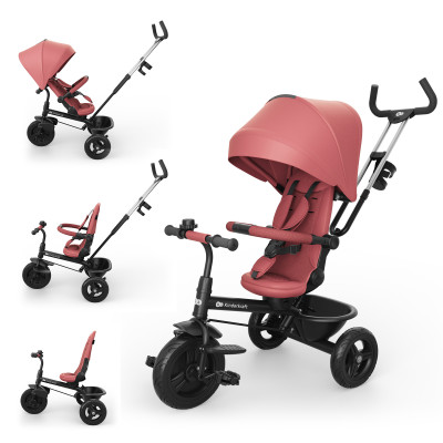 Kinderkraft Aston 2 Plus - детский трехколесный велосипед с родительской ручкой 6в1, поворотное сиденье • Pink (KRASTO02PNKPL00)