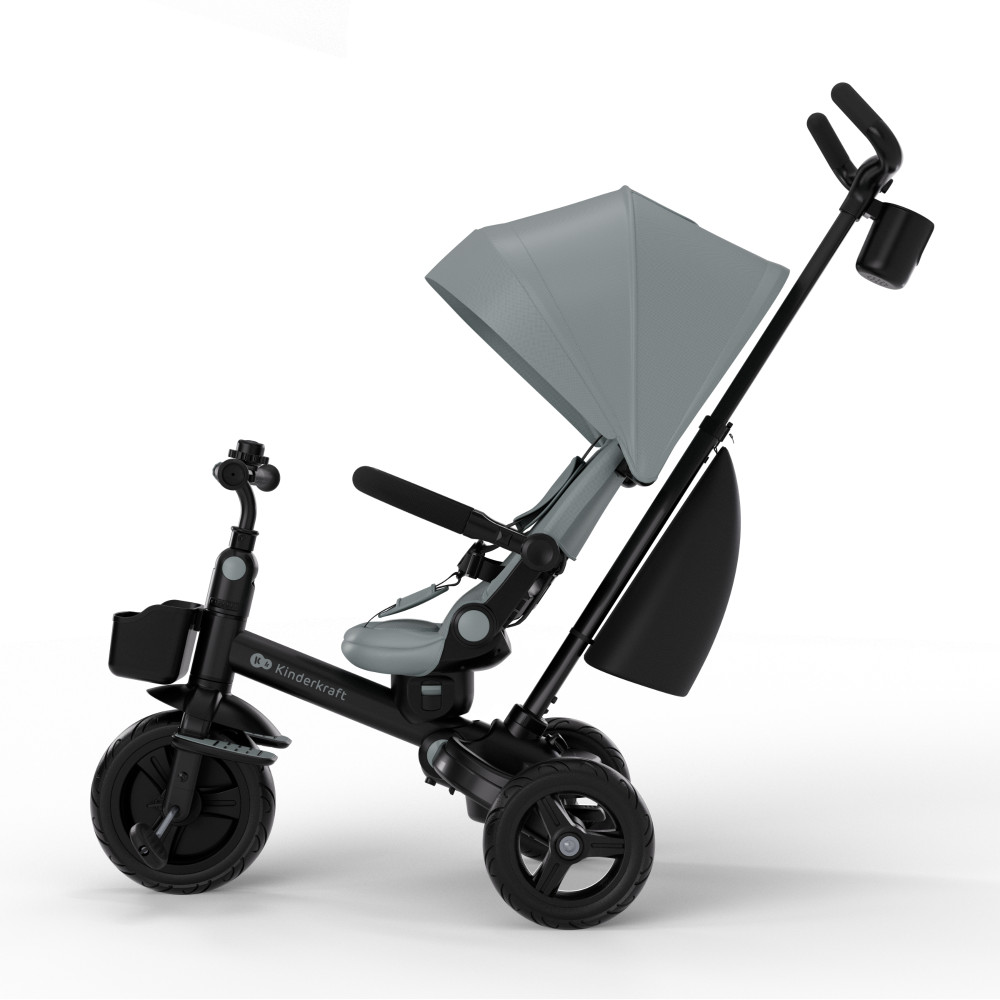 Kinderkraft Aveo 2 Plus - тріколісний велосипед з великими колесами та можливістю реверсивного ходу (від 9 місяців до 5 років) • Grey (KRAVEO02GRY0000)