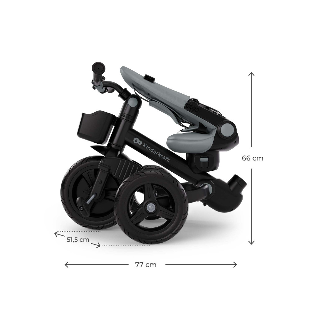 Kinderkraft Aveo 2 Plus - тріколісний велосипед з великими колесами та можливістю реверсивного ходу (від 9 місяців до 5 років) • Grey (KRAVEO02GRY0000)