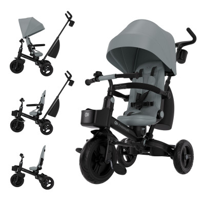 Kinderkraft Aveo 2 Plus - трехколесный велосипед с большими колесами и возможностью реверсивного хода (от 9 месяцев до 5 лет) • Grey (KRAVEO02GRY0000)