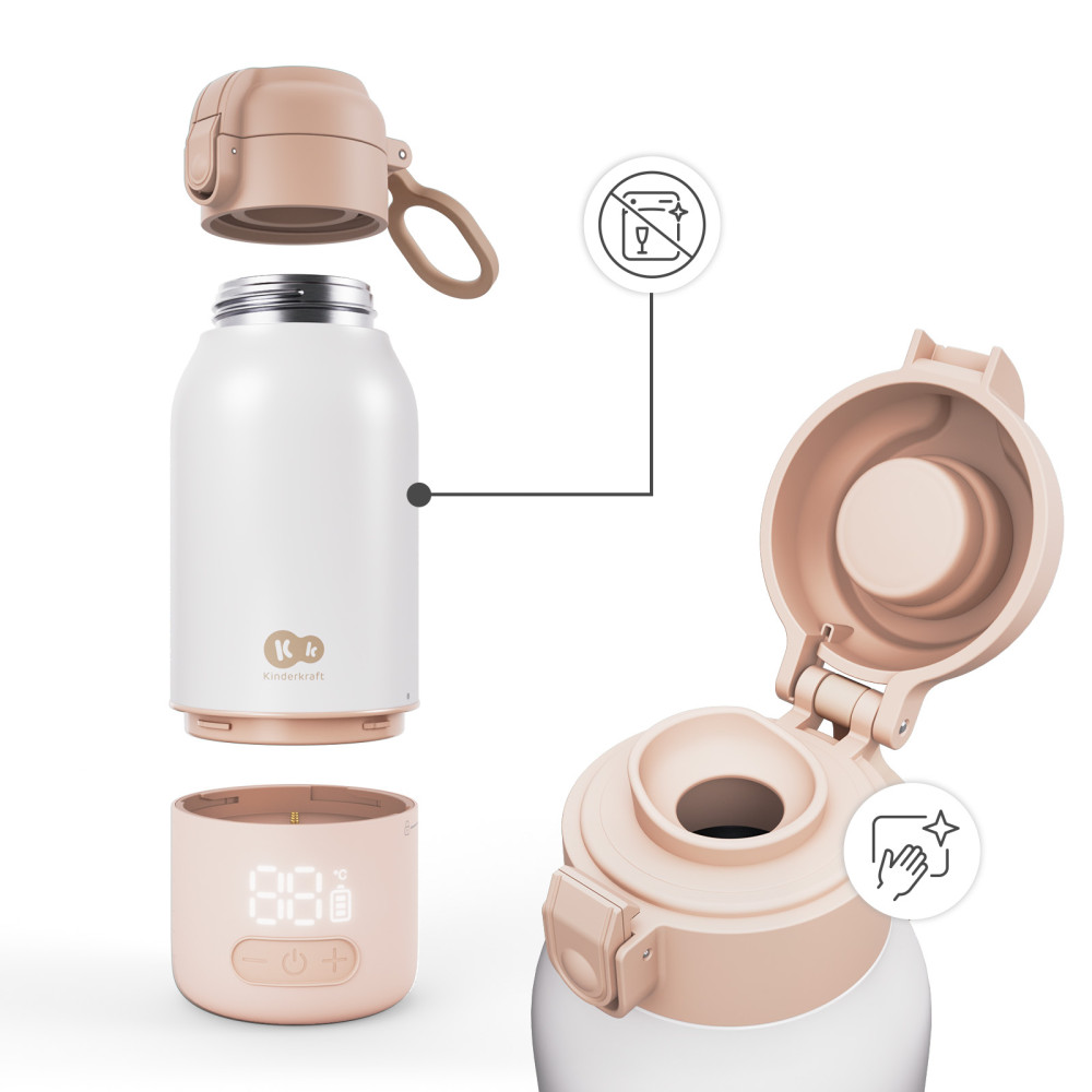 Kinderkraft Gaja - портативный подогреватель для молока и термос 2в1, объем 500 мл • Beige (KEGAJA00BEG0000)