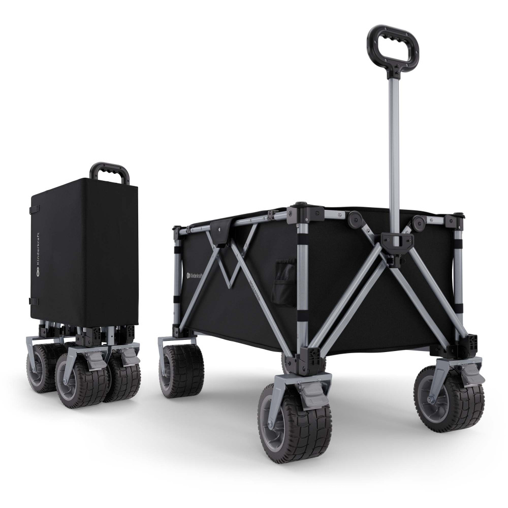 Kinderkraft Rollster - складная туристическая тележка-вагон для пляжа, сада, покупок и путешествий • Black (KSROLL00BLK0000)