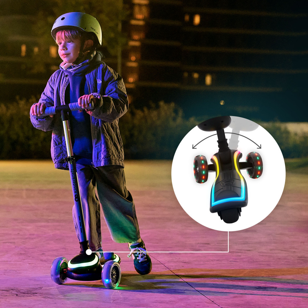 Kinderkraft Raket Up - детский самокат с сидением 2в1, LED-подсветка • Black (KRRAUP00BLK0000)