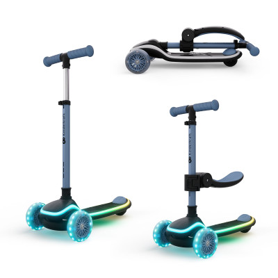 Kinderkraft Raket Up - детский самокат с сидением 2в1, LED-подсветка • Blue (KRRAUP00BLU0000)