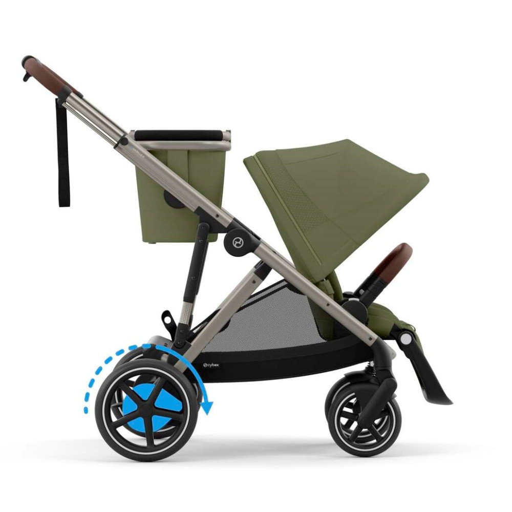 Cybex eGazelle S - прогулочная коляска с электроприводом, автоматическим покачиванием, 20+ конфигураций, плавный и комфортный ход • Taupe Frame Moss Green