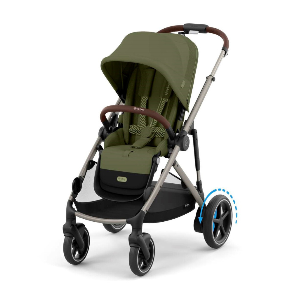 Cybex eGazelle S - прогулочная коляска с электроприводом, автоматическим покачиванием, 20+ конфигураций, плавный и комфортный ход • Taupe Frame Moss Green