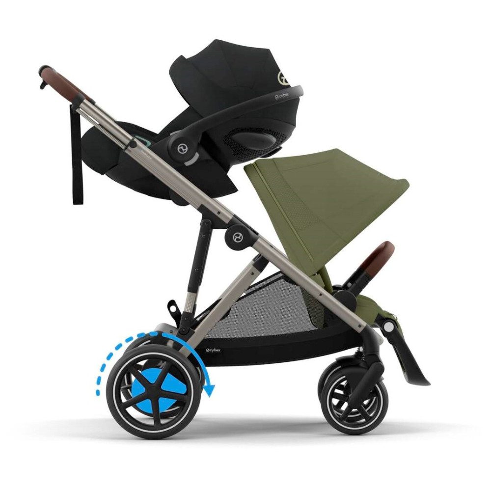 Cybex eGazelle S - прогулочная коляска с электроприводом, автоматическим покачиванием, 20+ конфигураций, плавный и комфортный ход • Taupe Frame Moss Green