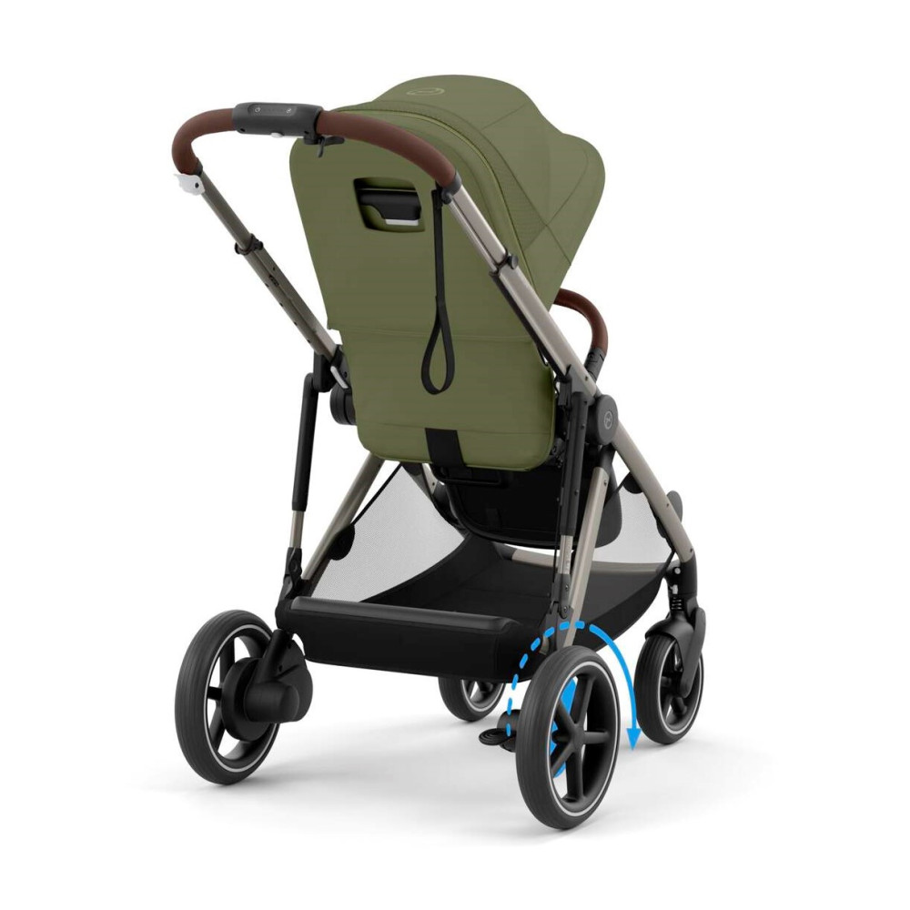 Cybex eGazelle S - прогулочная коляска с электроприводом, автоматическим покачиванием, 20+ конфигураций, плавный и комфортный ход • Taupe Frame Moss Green