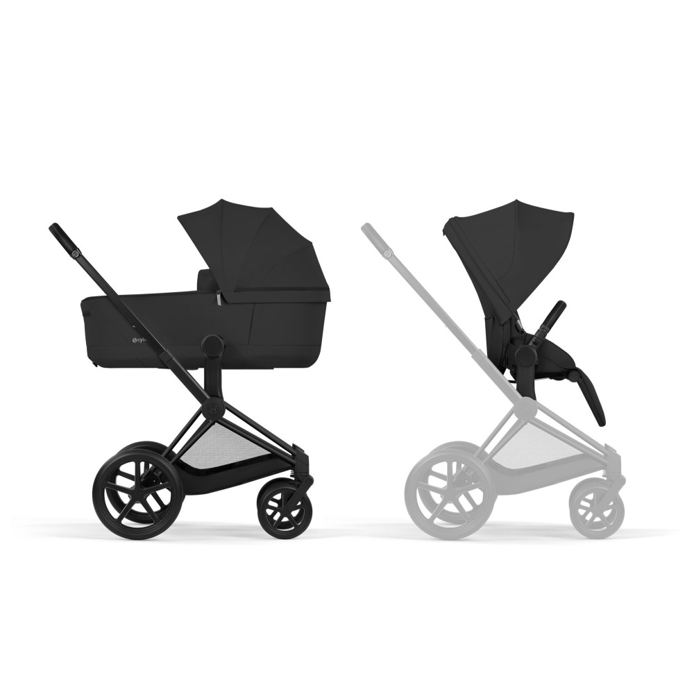 Комплект 2в1 Cybex Priam - дитяча коляска з функцією складання разом із люлькою, преміальний візок • Sepia Black / Matt Black Frame Комплект 2в1 Cybex Priam - дитяча коляска з функцією складання разом із люлькою, преміальний візок • Sepia Black / Matt Black Frame