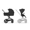 Комплект 2в1 Cybex Priam - дитяча коляска з функцією складання разом із люлькою, преміальний візок • Sepia Black / Matt Black Frame