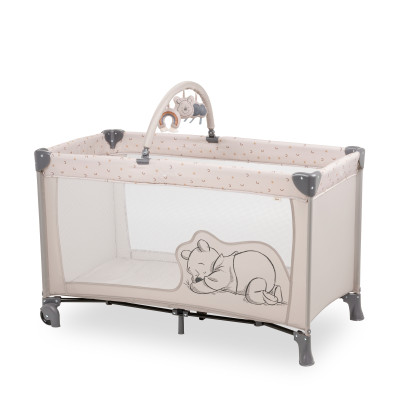 Hauck Dream N Play Go Pooh - детский манеж-кроватка с дугой с игрушками • Rainbow Beige