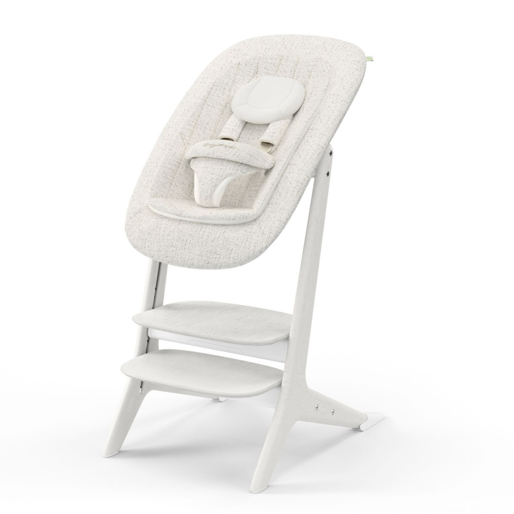 Cybex Lemo Platinum Wood - стульчик для кормления 4в1, в комплекте баунсер от рождения, сиденье для малышей от 6 месяцев и столик • White Wood