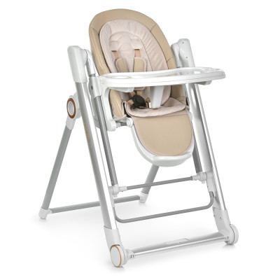 El Camino Debut ME 1102 - стульчик для кормления, шезлонг для новорожденных, качели с функцией автоматического укачивания (питание от сети, от батареек, 2 колеса, пульт ДУ, таймер, музыка, чехол из экокожи) • Gentle Beige