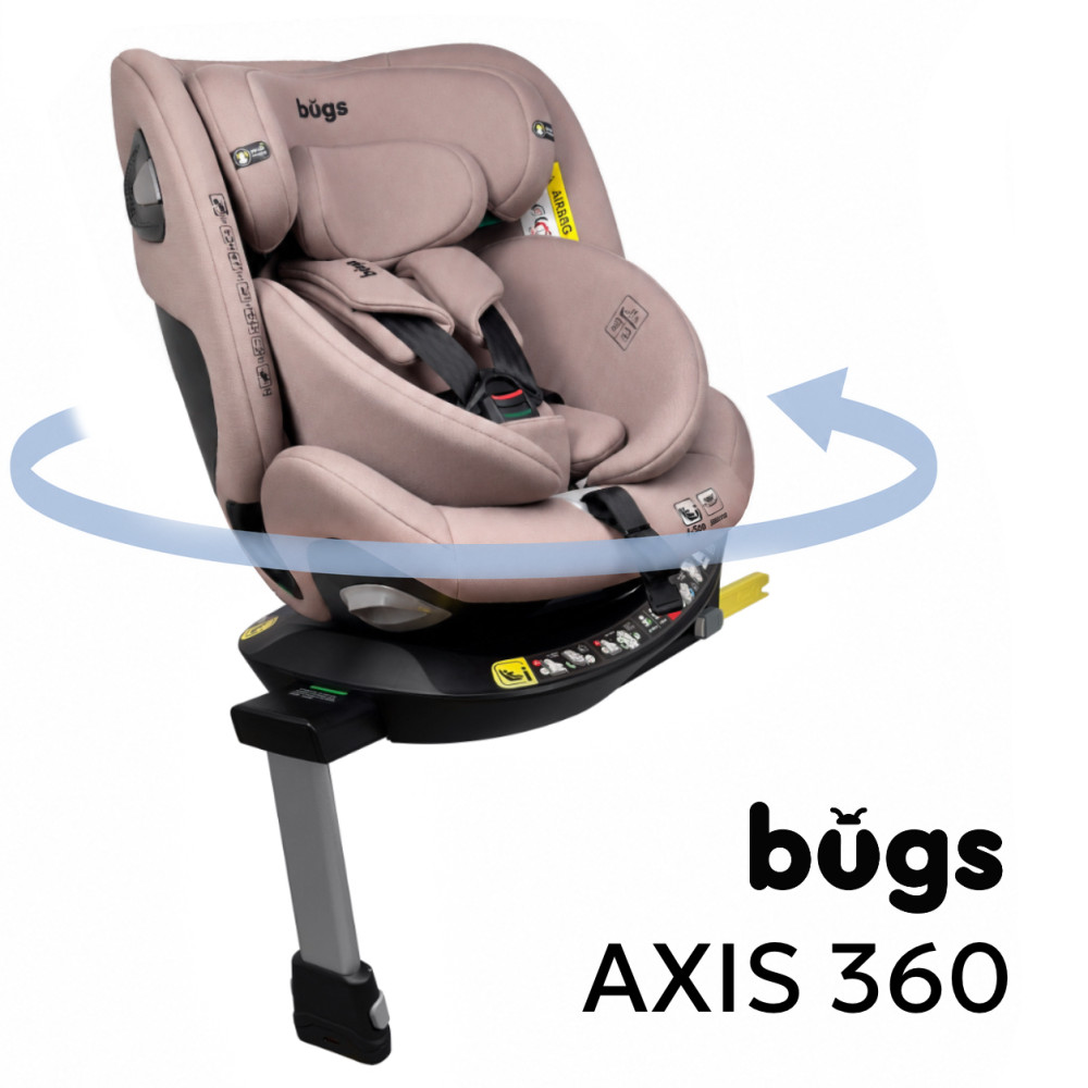 Bugs Axis 360 - поворотне дитяче автокрісло i-Size (0 – 12 років / 40 – 150 см / 0 – 36 кг), кріплення ISOFIX та опорна ніжка • Stone Brown Bugs Axis 360 - поворотне дитяче автокрісло i-Size (0 – 12 років / 40 – 150 см / 0 – 36 кг), кріплення ISOFIX та опорна ніжка • Stone Brown