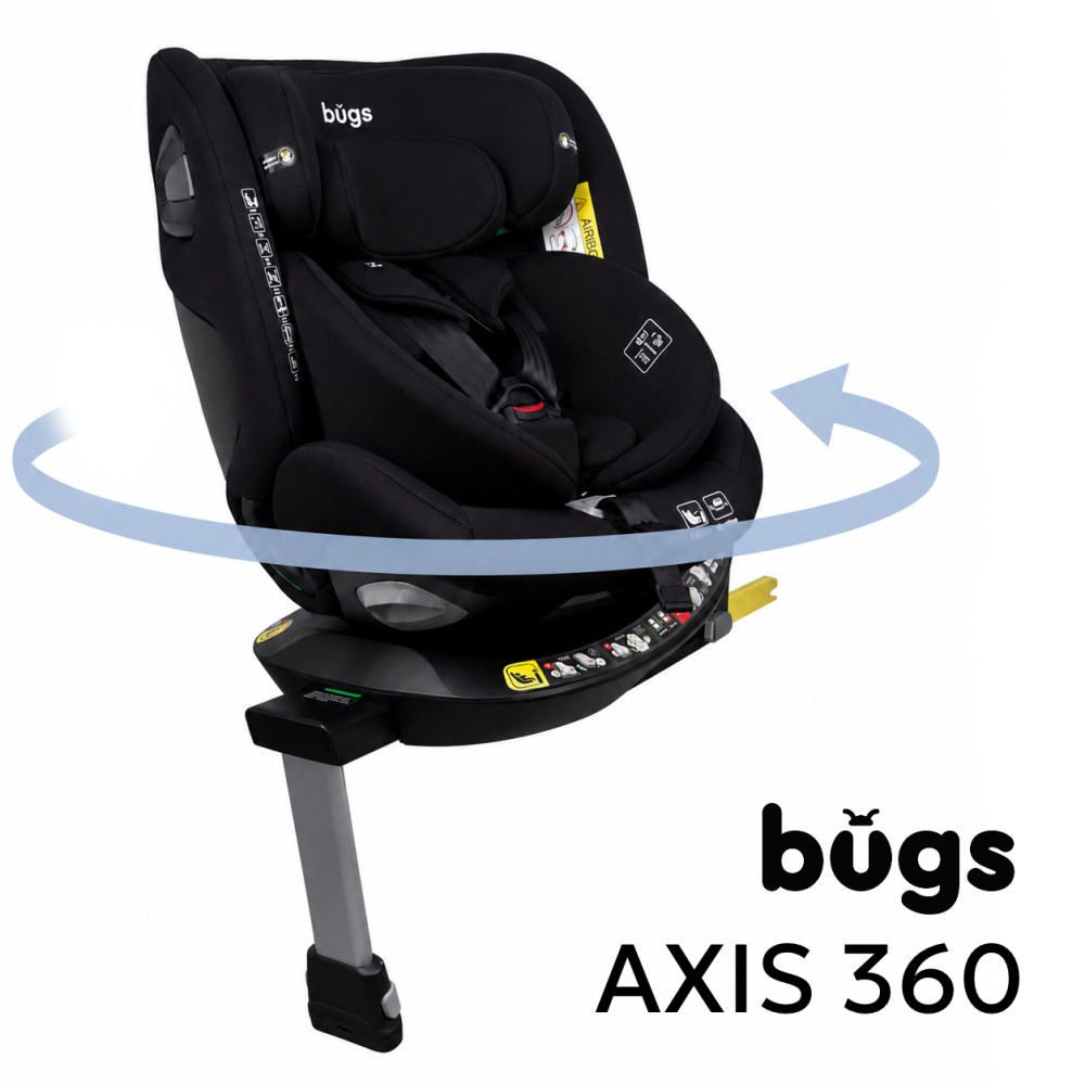 Bugs Axis 360 - поворотне дитяче автокрісло i-Size (0 – 12 років / 40 – 150 см / 0 – 36 кг), кріплення ISOFIX та опорна ніжка • Graphite Black Bugs Axis 360 - поворотне дитяче автокрісло i-Size (0 – 12 років / 40 – 150 см / 0 – 36 кг), кріплення ISOFIX та опорна ніжка • Graphite Black