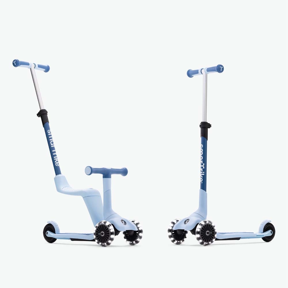 smarTrike Xtend Mini-ride - компактный детский самокат-беговел 3 в 1, съемное сиденье, раздвижная рама, регулируемый руль • Blue