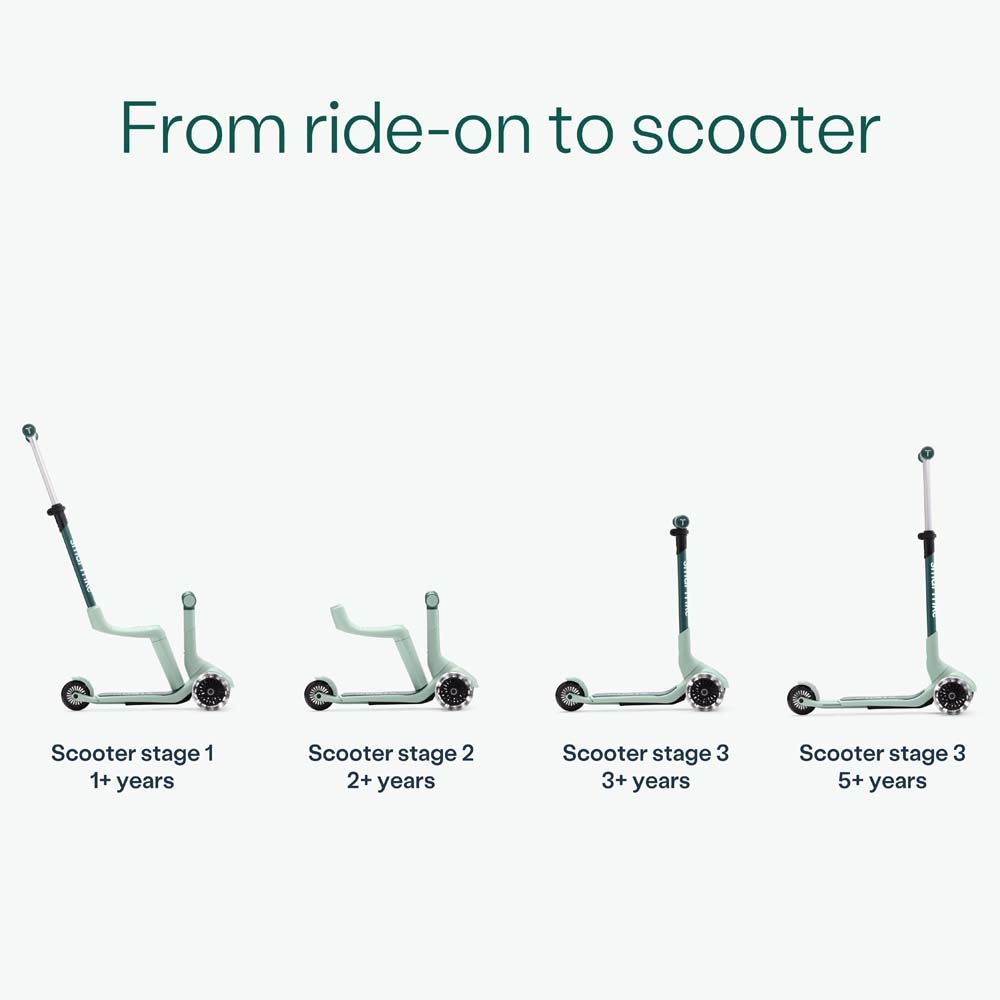 smarTrike Xtend Mini-ride - компактный детский самокат-беговел 3 в 1, съемное сиденье, раздвижная рама, регулируемый руль • Green