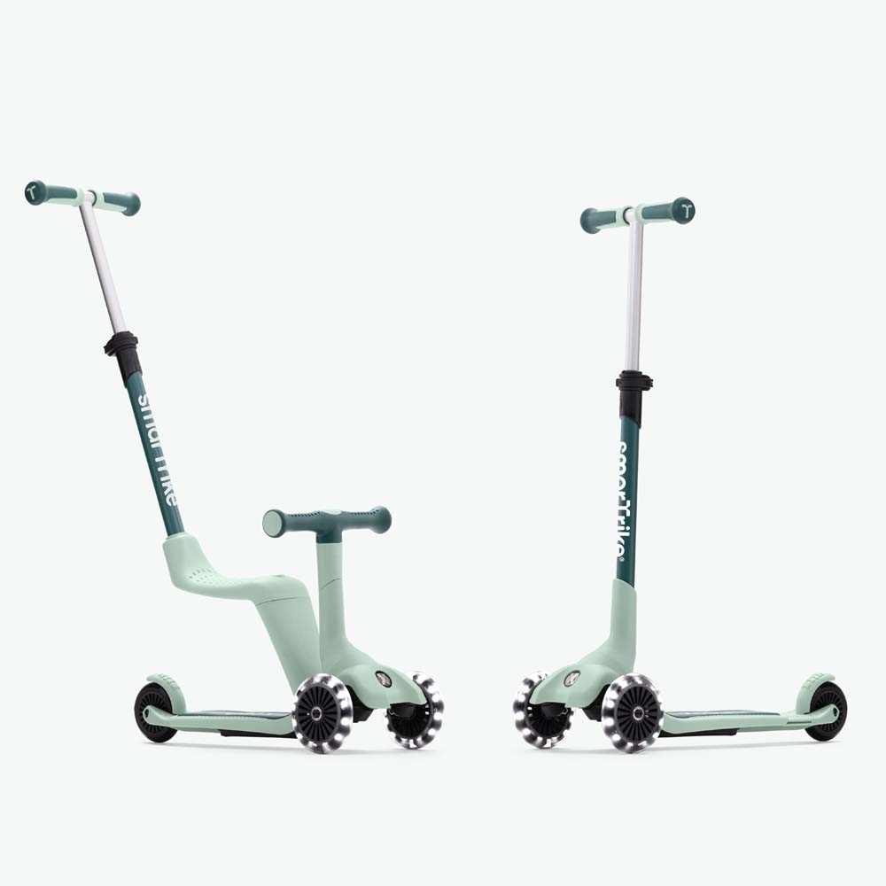 smarTrike Xtend Mini-ride - компактный детский самокат-беговел 3 в 1, съемное сиденье, раздвижная рама, регулируемый руль • Green