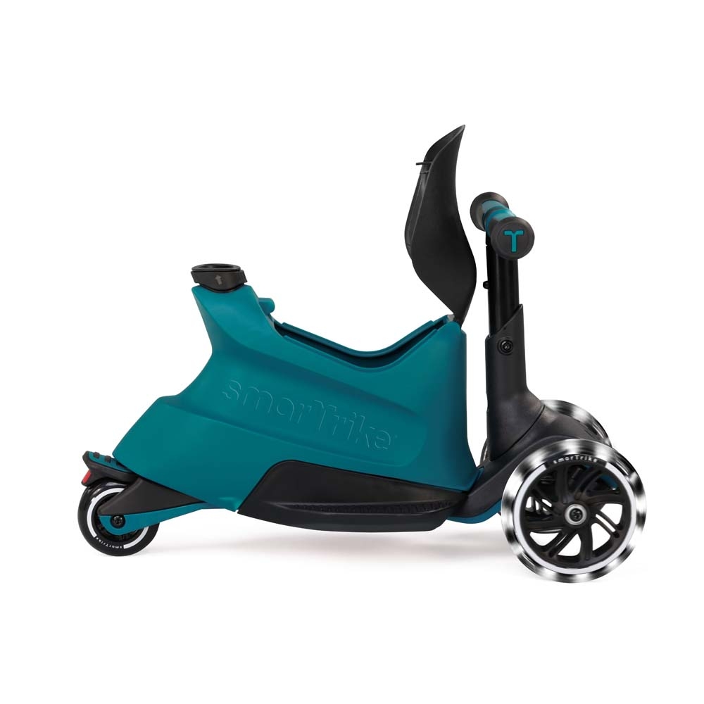 smarTrike Xtend Ride-on - детский самокат-беговел 4 в 1, родительская ручка, отсек для игрушек, LED-колеса • Teal