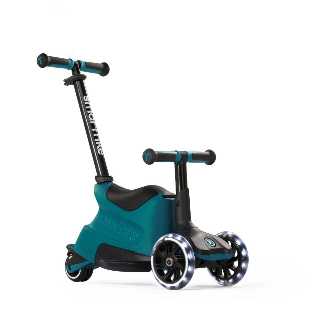 smarTrike Xtend Ride-on - детский самокат-беговел 4 в 1, родительская ручка, отсек для игрушек, LED-колеса • Teal