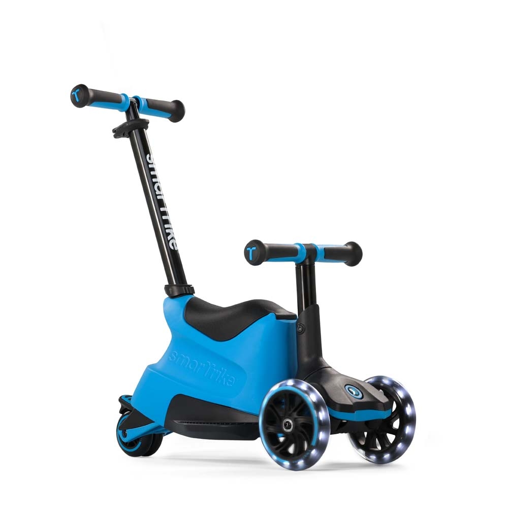 smarTrike Xtend Ride-on - детский самокат-беговел 4 в 1, родительская ручка, отсек для игрушек, LED-колеса • Blue