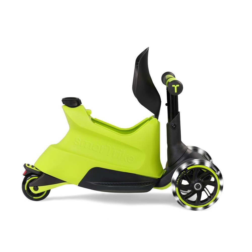 smarTrike Xtend Ride-on - детский самокат-беговел 4 в 1, родительская ручка, отсек для игрушек, LED-колеса • Lime