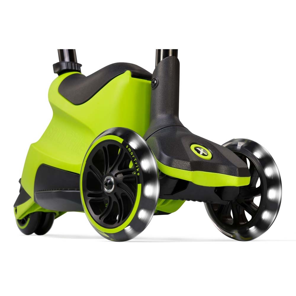smarTrike Xtend Ride-on - детский самокат-беговел 4 в 1, родительская ручка, отсек для игрушек, LED-колеса • Lime