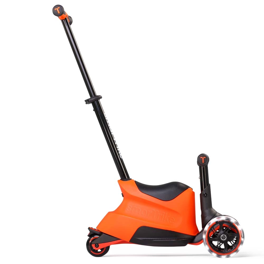 smarTrike Xtend Ride-on - детский самокат-беговел 4 в 1, родительская ручка, отсек для игрушек, LED-колеса • Orange