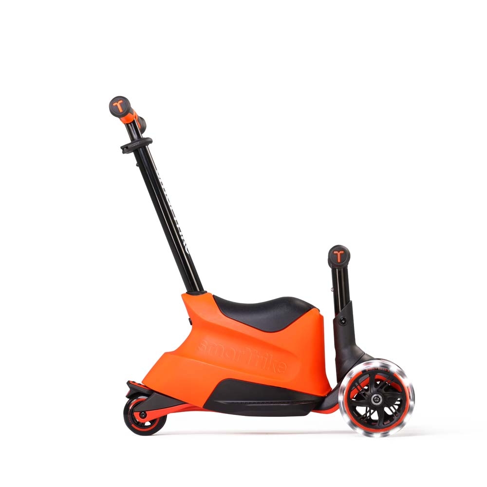 smarTrike Xtend Ride-on - детский самокат-беговел 4 в 1, родительская ручка, отсек для игрушек, LED-колеса • Orange