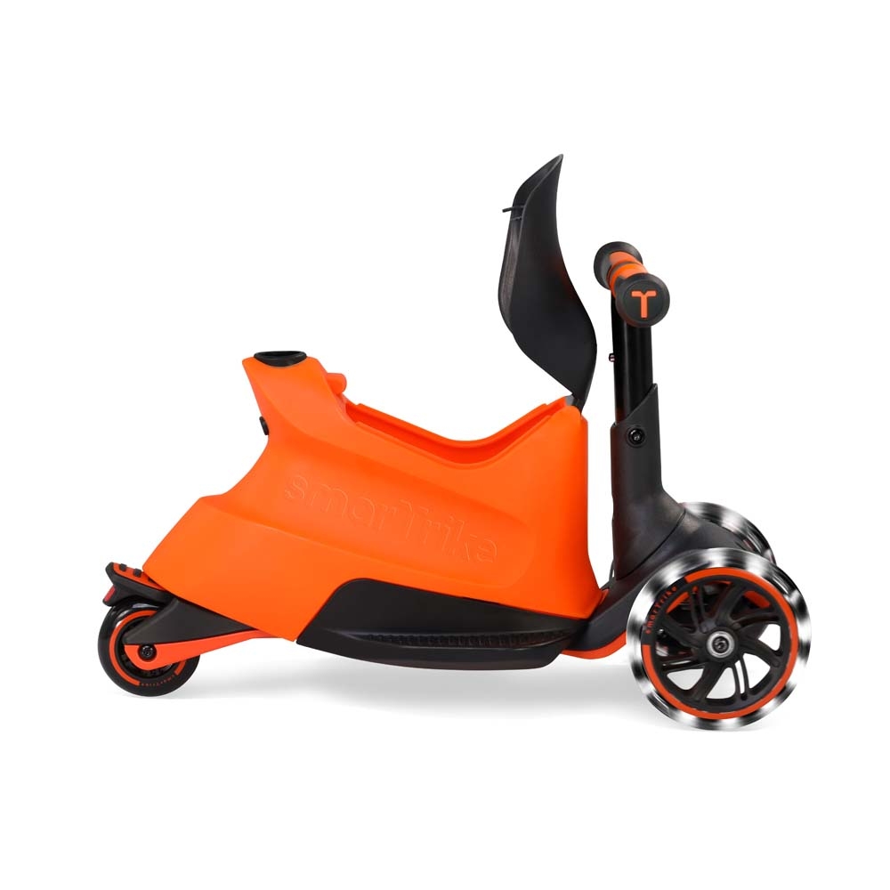 smarTrike Xtend Ride-on - детский самокат-беговел 4 в 1, родительская ручка, отсек для игрушек, LED-колеса • Orange