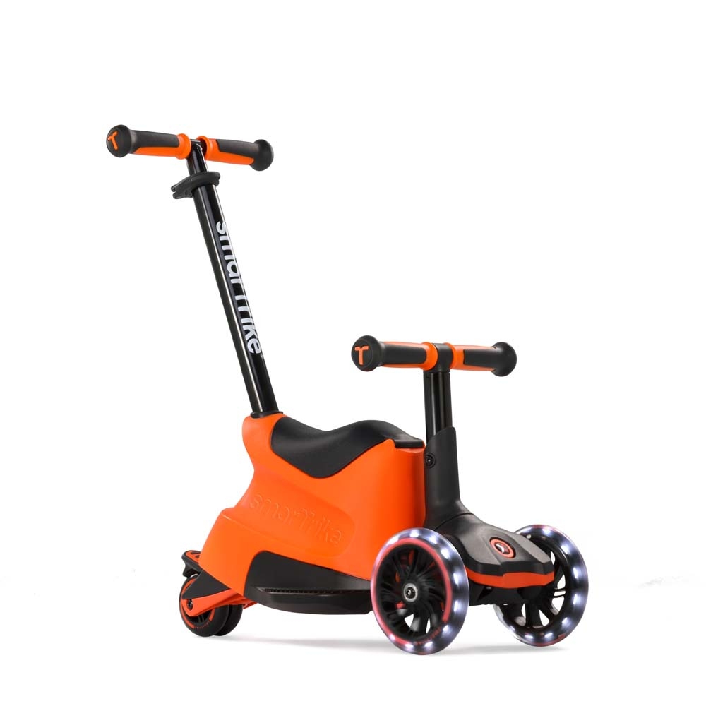 smarTrike Xtend Ride-on - детский самокат-беговел 4 в 1, родительская ручка, отсек для игрушек, LED-колеса • Orange