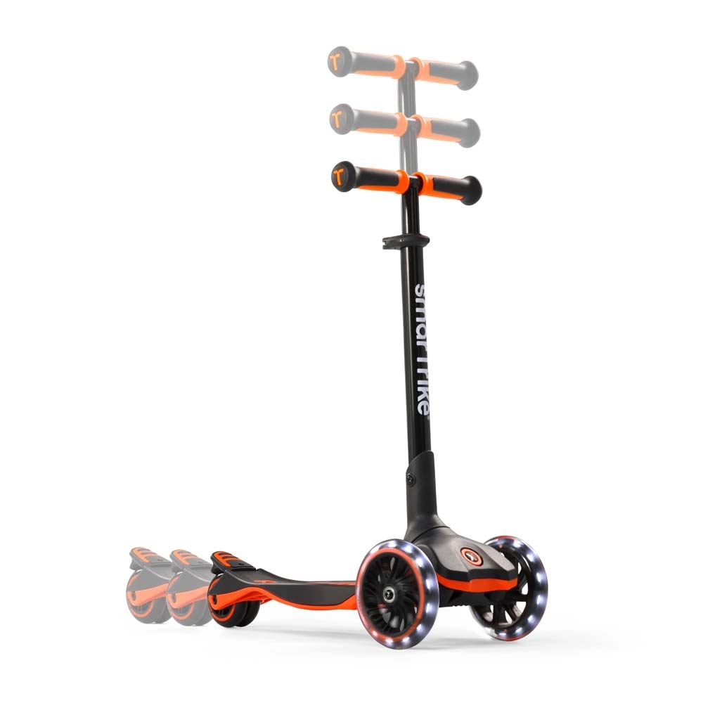 smarTrike Xtend Ride-on - детский самокат-беговел 4 в 1, родительская ручка, отсек для игрушек, LED-колеса • Orange