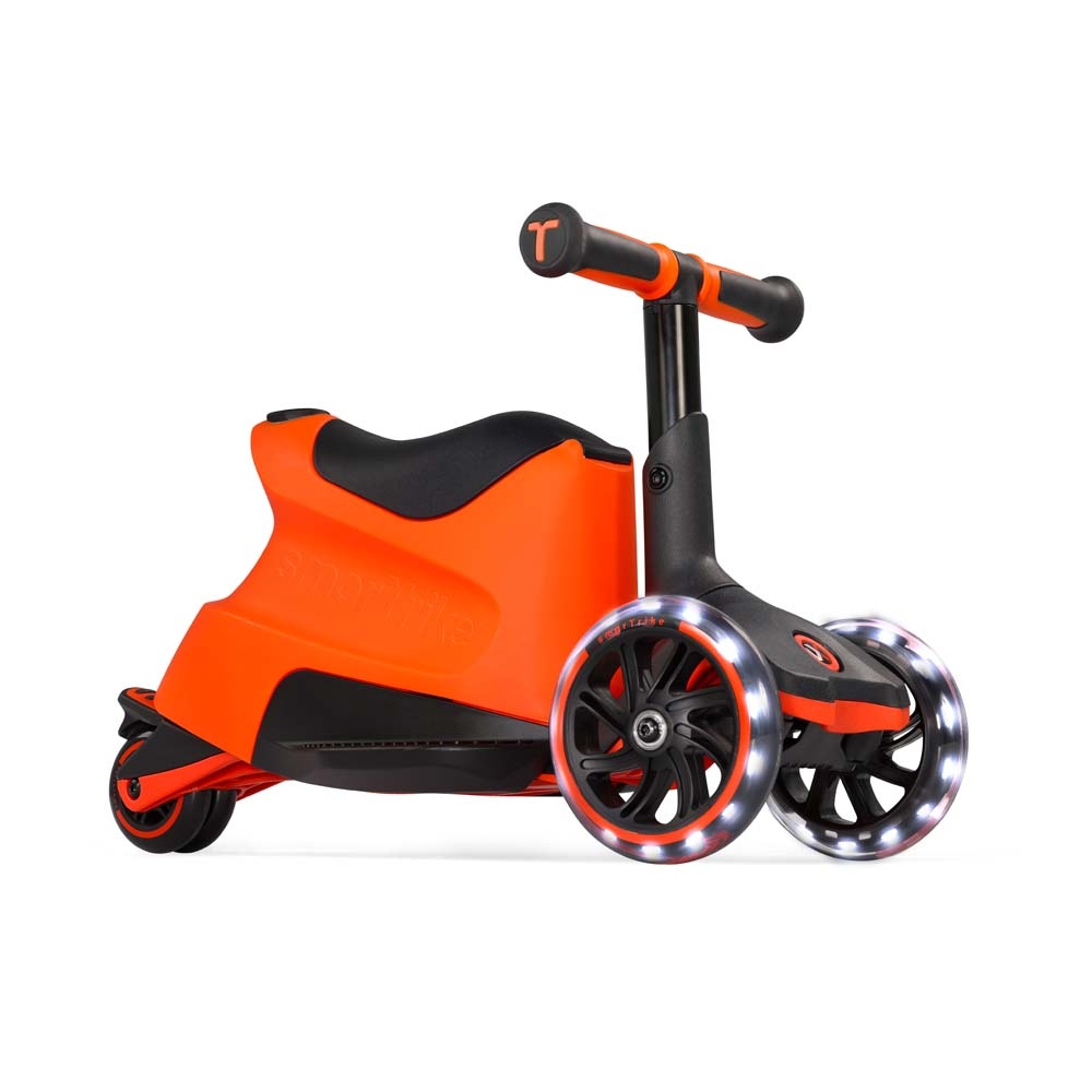 smarTrike Xtend Ride-on - детский самокат-беговел 4 в 1, родительская ручка, отсек для игрушек, LED-колеса • Orange