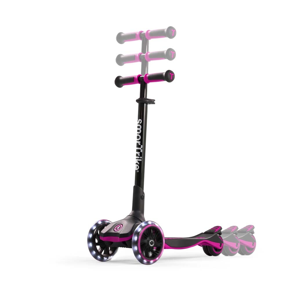 smarTrike Xtend Ride-on - детский самокат-беговел 4 в 1, родительская ручка, отсек для игрушек, LED-колеса • Pink